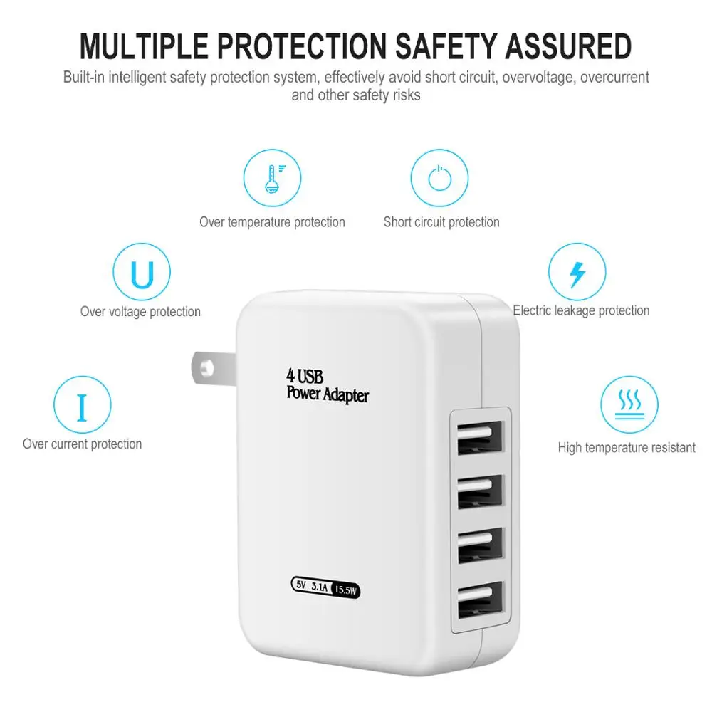 4 порта мини usb зарядное Смарт устройство настенный адаптер 5В 3.1A несколько