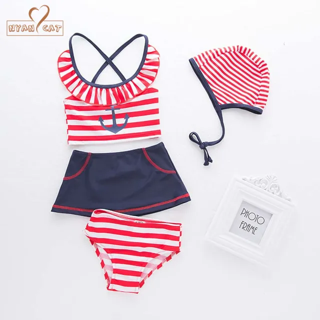 Best Price New Children's baby girls swimsuit infant toddler kids children fashion sailor navy swimwear spa beach clothing boys and Girls