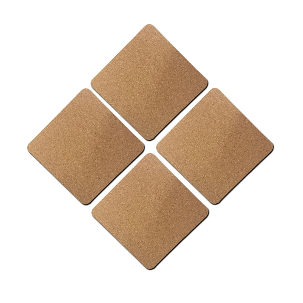 

4pcs Home Office Square Cork Boards Bulletin Background Wall Message Stickers for Decoration (Brown)