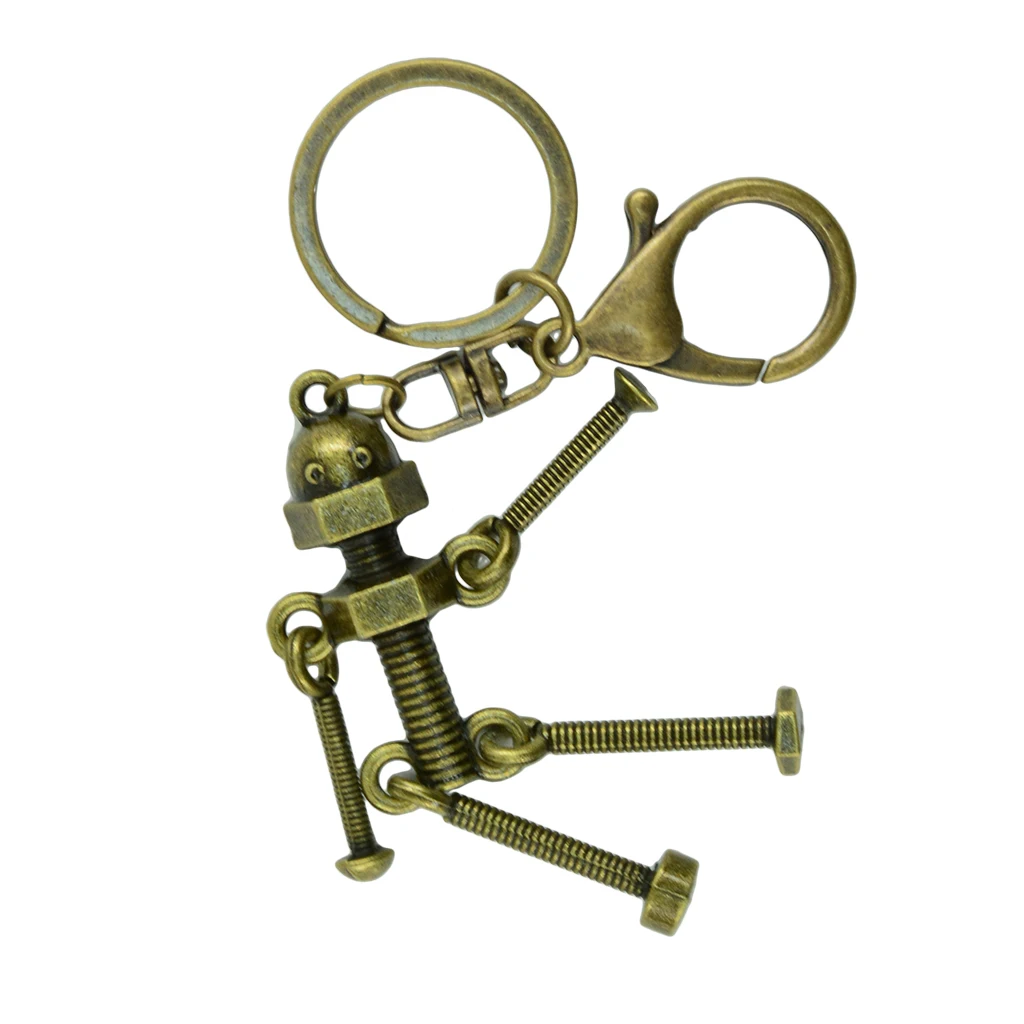 Novelty New Steampunk Lobster Screw Robot Pendant Splitable Key Ring Clips Copper Keychain for Home Car Keys Organization