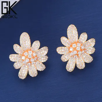 

GODKI 2018 Fashion Flower Blossom Stud Earrings For Women Gold Statement Ear Stud Earring Trendy Jewelry Geometry Brincos Bijoux