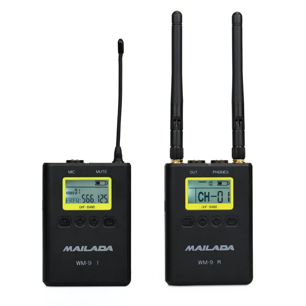 

MAILADA WM9 50 Channel Professional UHF Wireless Microphone System for DSLR Camcorder Recorder Mic Receiver +Transmitter F4532A
