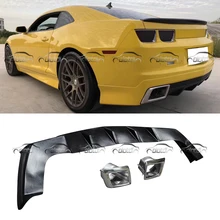ZL1 стиль автомобиля Стайлинг PU Материал задний губы бампер спойлер Диффузор Для Camaro 2010- с выхлопными наконечниками