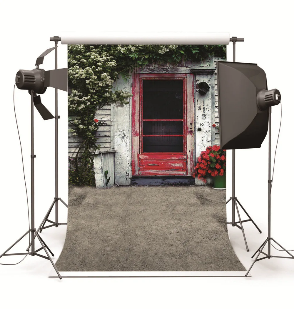 

Old House Red Door Studio Photography Backdrops for Photo studio Photographic Backgrounds for Children Wedding Photo Shooting