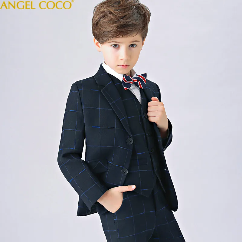 

England Style Man Child Blue Boy Suit Tuxedos Boys Formal Suits Boys Formal Suits For Weddings Terno Infantil Costume Garcon