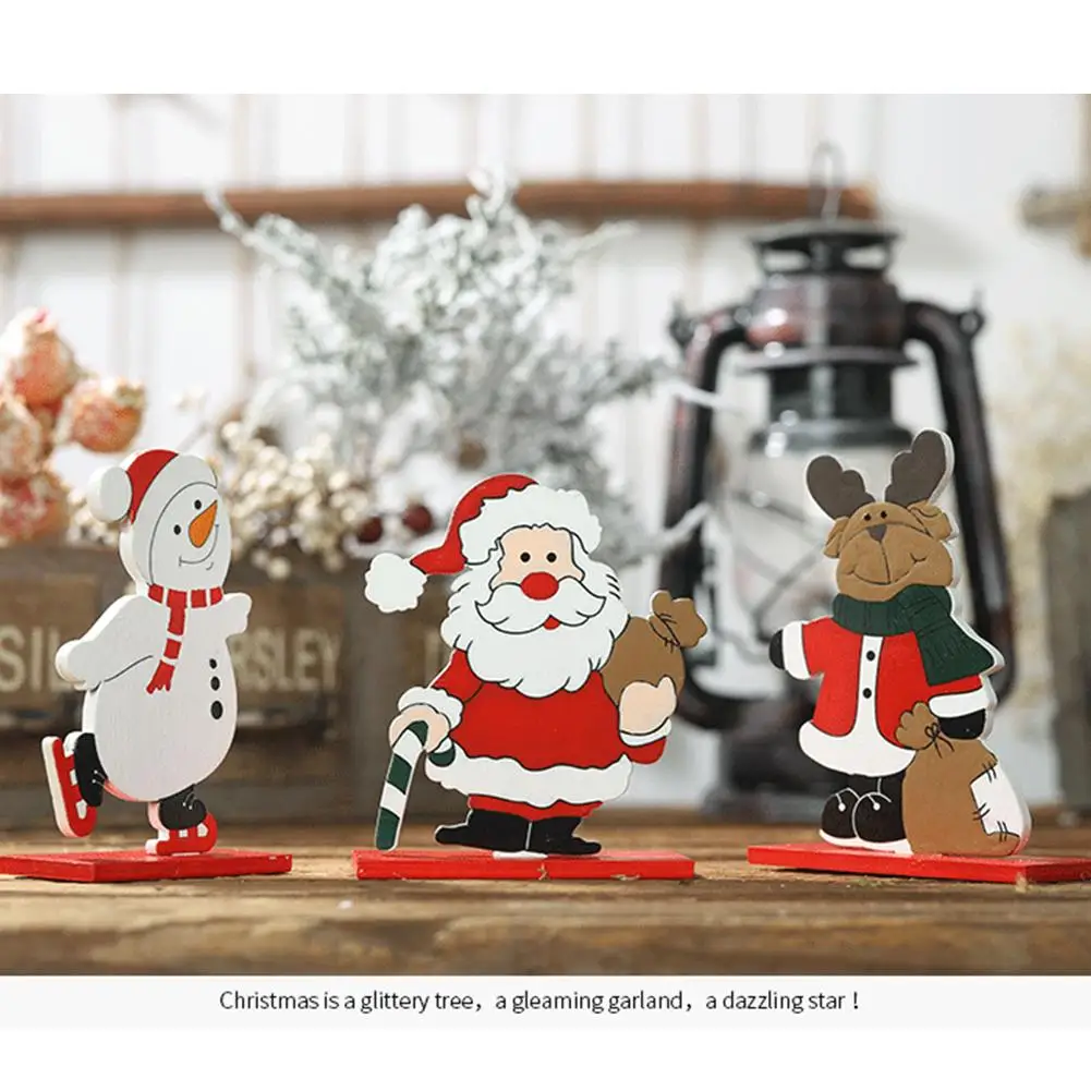 

Christmas Wooden Painted Decoration Old Man Snowman Elk Desktop Small Ornaments Detachable for Home Party Decor Kids Gift Home