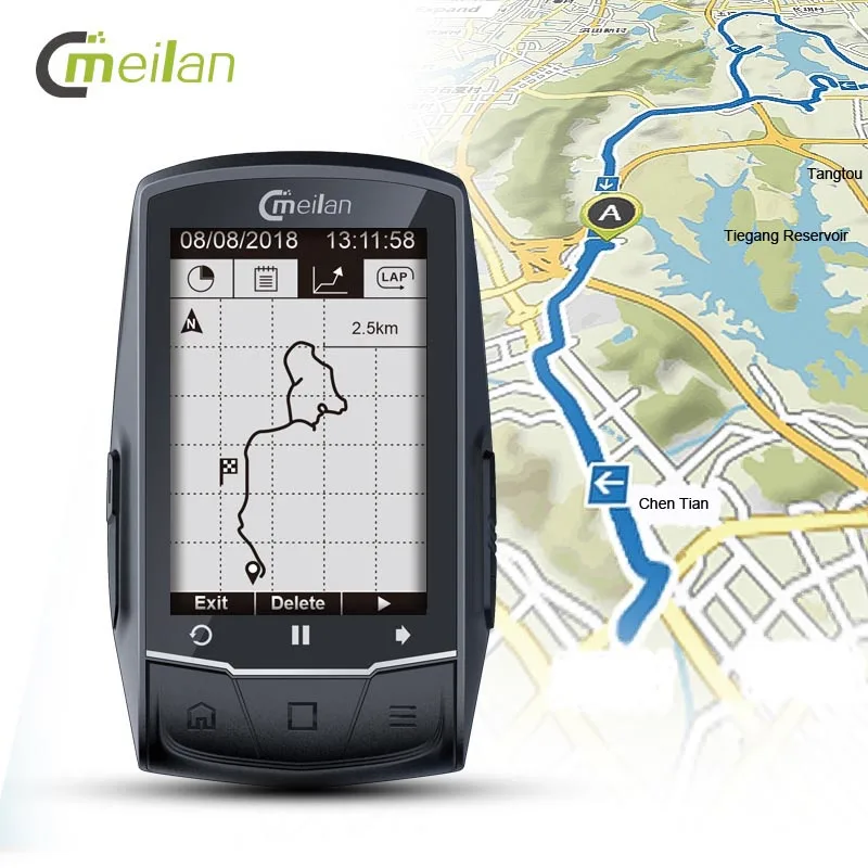 Meilan M1 gps навигационный велокомпьютер Bluetooth Спидометр соединяется с монитором Cadence/HR(не включает