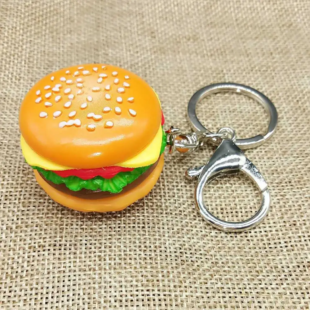 

Cute Simulation Hamburger Keyring DIY Hand Accessories Resin Food Cell Phone Shell Hanging Decoration bag keychain pendant 1pcs