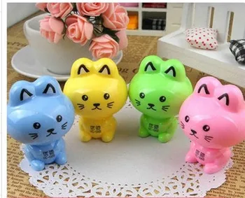 

Cute Kawaii Cartoon Cat Plastic Pencil Sharpener Machine For Kids Gift School Supplies Korean Stationery Free Shippin