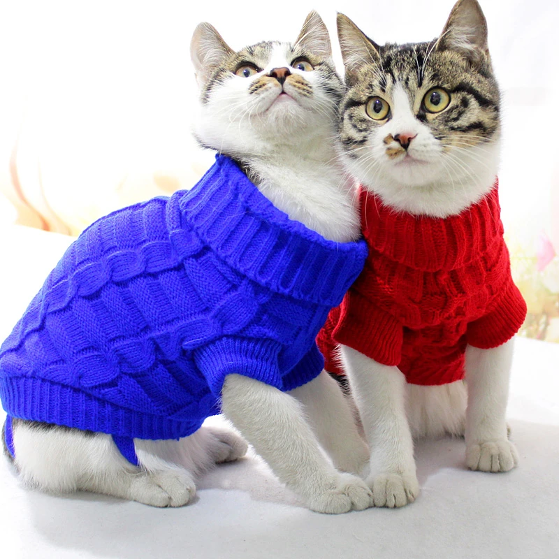 Concise Pet Cat Clothes Sweater for Cats Winter Warm Cat Costume