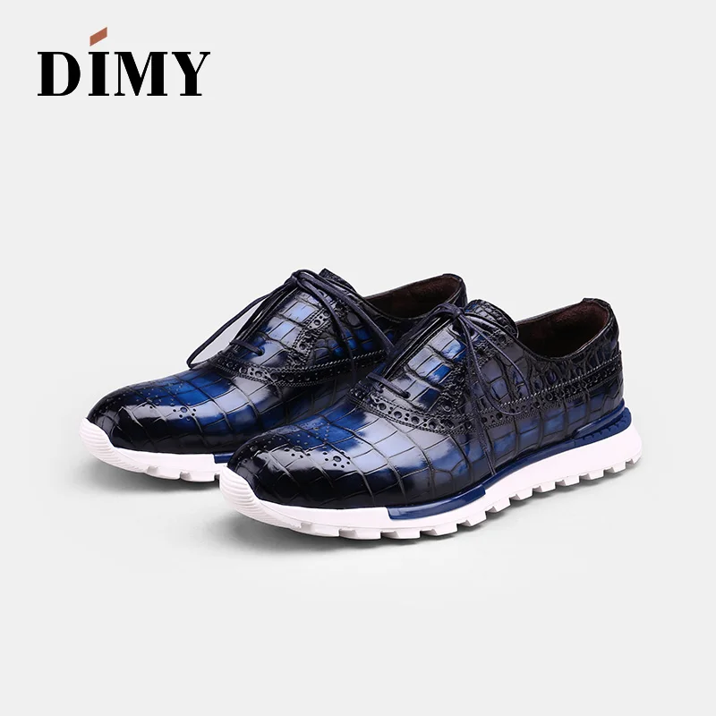 

DIMY handmade custom men's leather shoes dress casual shoes fashion England wind casual shoes hand-painted crocodile shoes