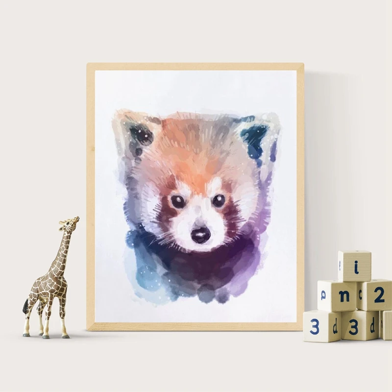 Red Panda Watercolor Prints Woodland Nursery Decor