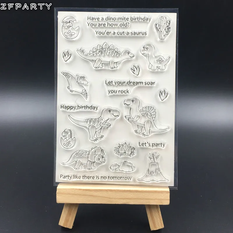 

ZFPARTY Cute Dinosaur Transparent Clear Silicone Stamp/Seal for DIY scrapbooking/photo album Decorative clear stamp