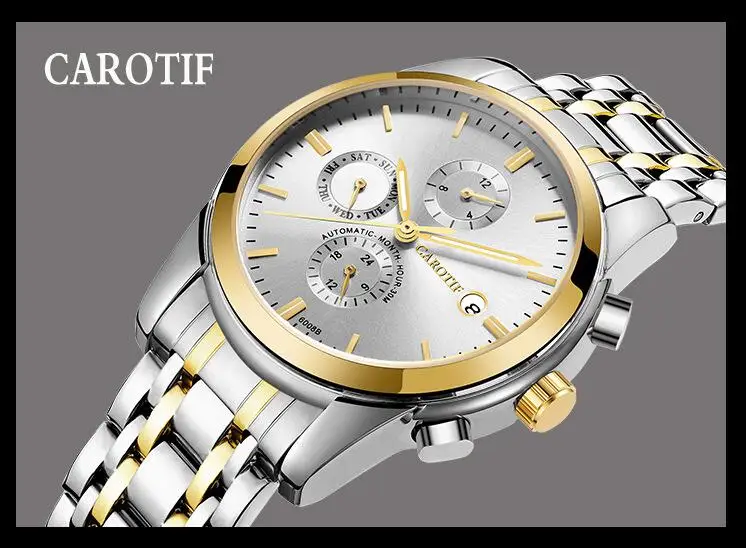 

Automatic-Self-Wind Men Watches Full Steel Mechanical Watch Men Montre All Subdials Work Business Male Watch Reloj Hombre