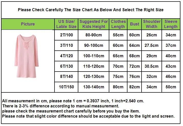Pink nightdress princess nightgowns sleepwear dress for girls child cotton nightgowns baby nightwear dress size