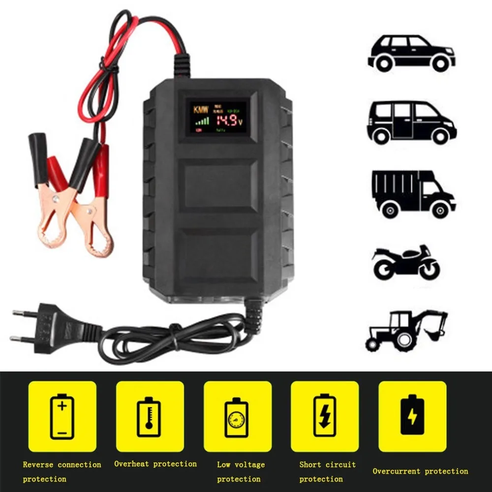 

12V Smart Fast Lead-acid Battery Charger for Car Motorcycle LCD Display