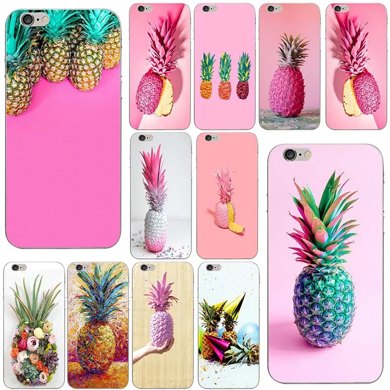 Soft TPU Silicone Mobile Phone Cases for iPhone X 8 7 Plus 6 6S 5 5S SE 5C 4S Shell Bags Back Cover Capa Pineapple On Pink | Мобильные