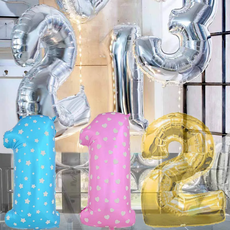 Oversize 100cm digital foil balloons birthday party number helium
