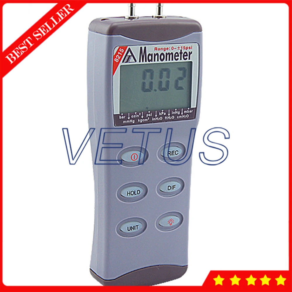

AZ8215 Digital Vacuum Gauge Manometer 15psi Manometer Differential Pressure Instrument Meter 100KPa