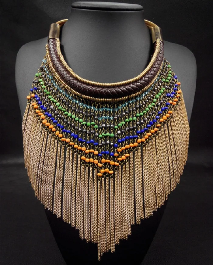 2017 New fashion fine jewelry power mix colour bohemian necklace ethnic