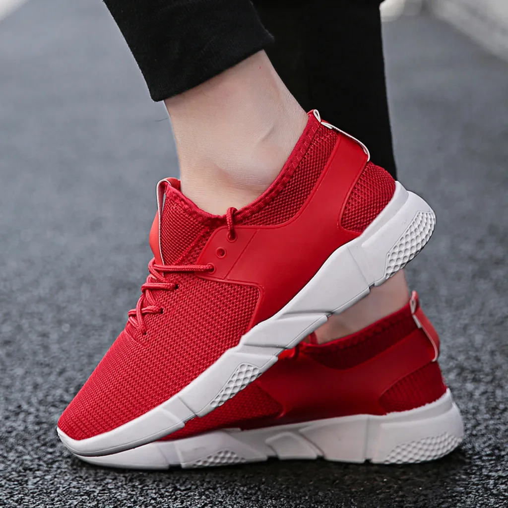 

red black sneakers men Casual Sneakers Breathable Trend Wild Solid Color Running Shoes trainers women red#G3