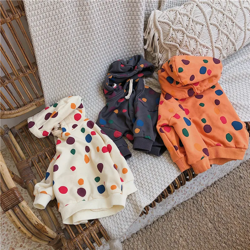 

Children Boys and Girls Cotton Leisure Hoodies & Sweatshirts Colorful Point Long Sleeved Babies Shirts Clothes Kids Girls 1-6T