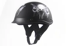 free Shipping Black Adult Open Face Half Leather font b Helmet b font Harley Moto Motorcycle