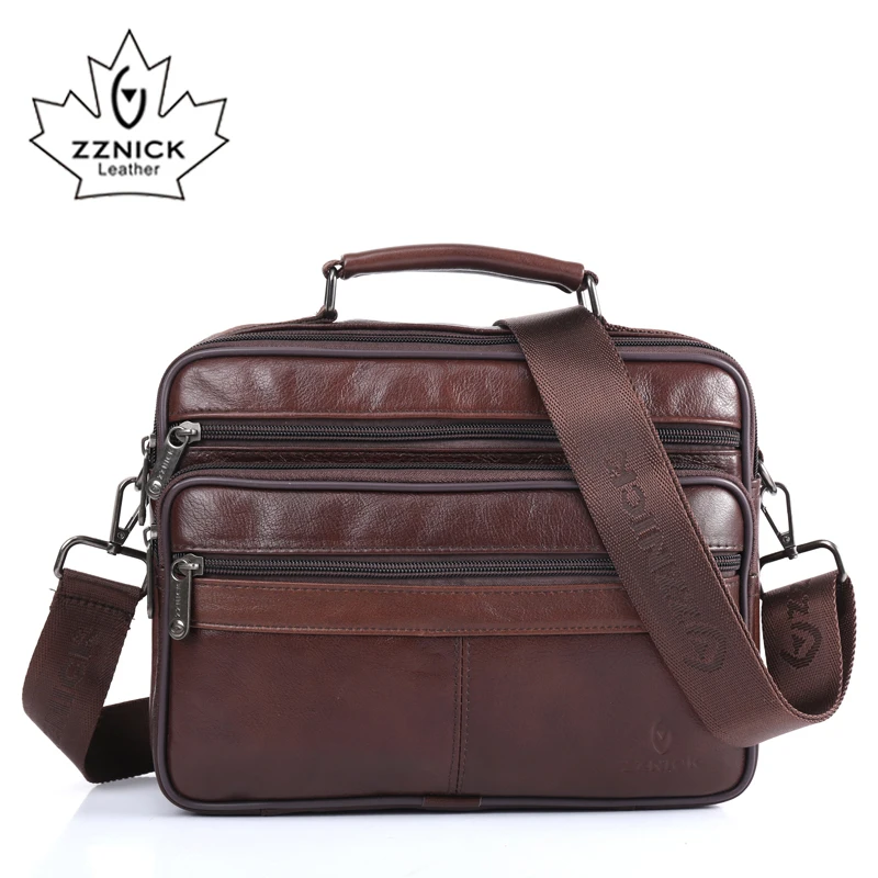 ZZNICK Men messenger bags luxury genuine leather men bag designer high