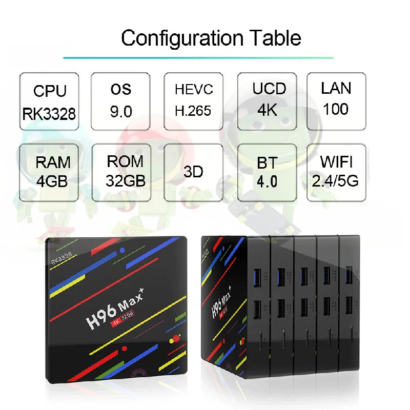 Xgody Android 9 0 H96 max Smart Tv Box2G + 16G 4G 32G DDR3 2 5G Wi Fi Bluetooth 1000 м Поддержка видео Запись Декодер