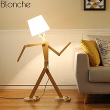 DIY LED Floor Lamps Modern Creative Wooden Standing Lamp Adjustable Floor Light for Bedroom Living Room Home Lighting Fixtures