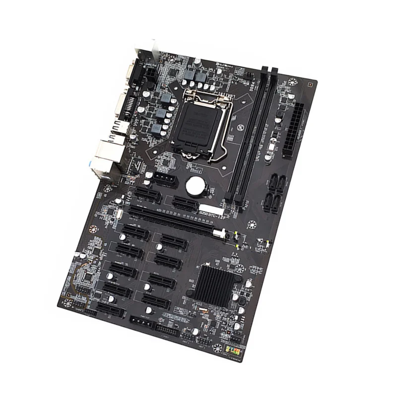 

New B250 Motherboard 2*DDR4 For Inter LGA1151 Socket USB3.0 SATA3.0 Support 12 Graphics Cards BTC Mining Motherboard