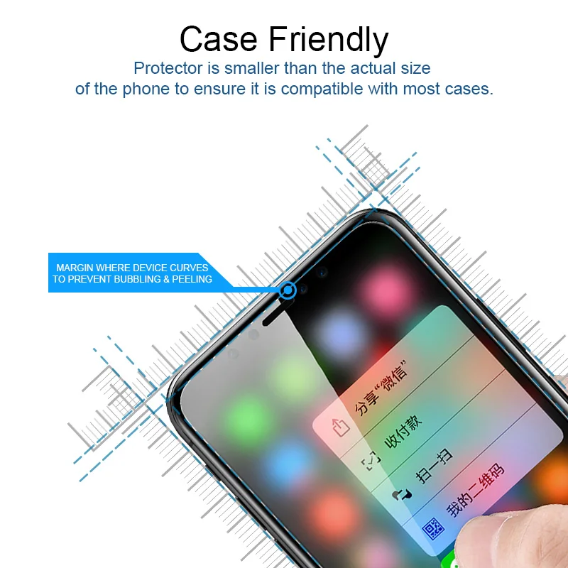 2 Pack For iPhone X Tempered Glass Screen Protector Film For iPhone X 5.8 Inch Anti-fingerprint Screen Protective Front Film 9H (2)
