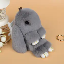 14 см мини меха кролика мягкие плюшевые игрушки с кольцом кулон сумка автомобилей Шарм теге милый кролик украшения куклы реальные монстр