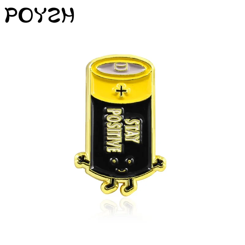 

Creative battery-shaped cartoon brooches Enamel Lapel Pin Backpack Badge Creative yellow cute battery model Jewelry Gifts kids