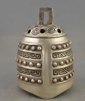 

China Collectible Old Copper Silver Plate Handwork Chime Statue Incense Burner