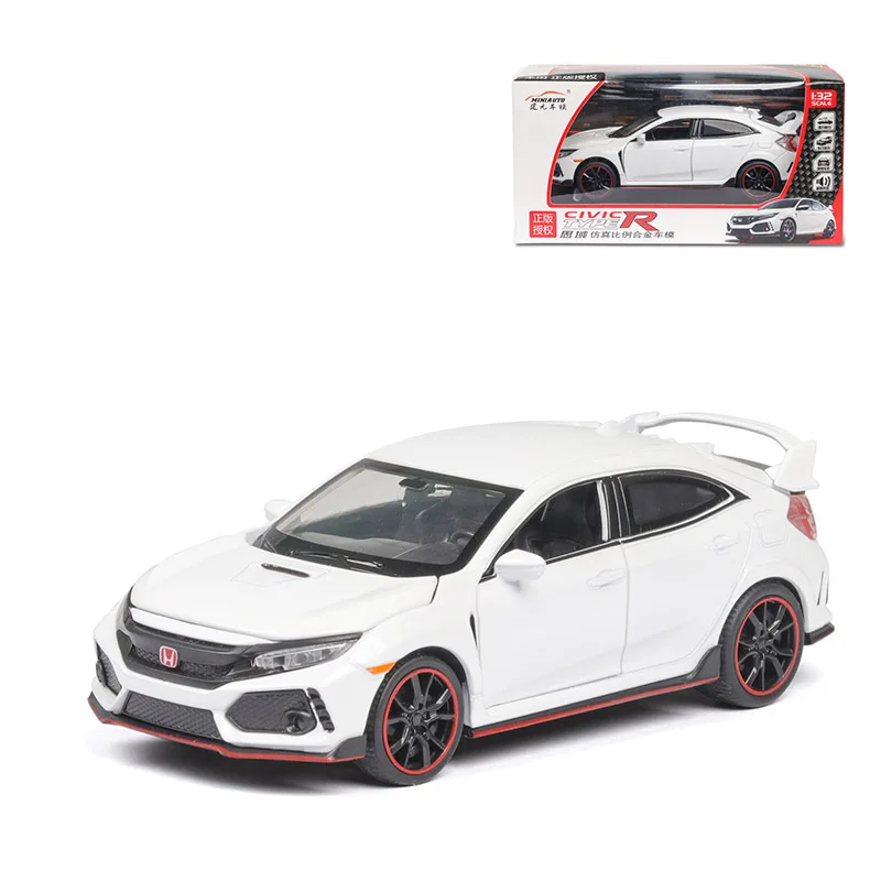 1/32 сплав Honda Civic Тип R Honda Модель игрушечных автомобилей литой металлический подвесной светильник звуковая Функция автомобиль коллекция игрушек автомобиль - Цвет: white with box