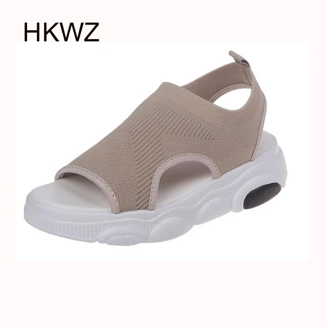 

Thick-soled sandals brand new wild breathable hollow fish mouth sandals Korean fashion comfortable casual sports student shoes