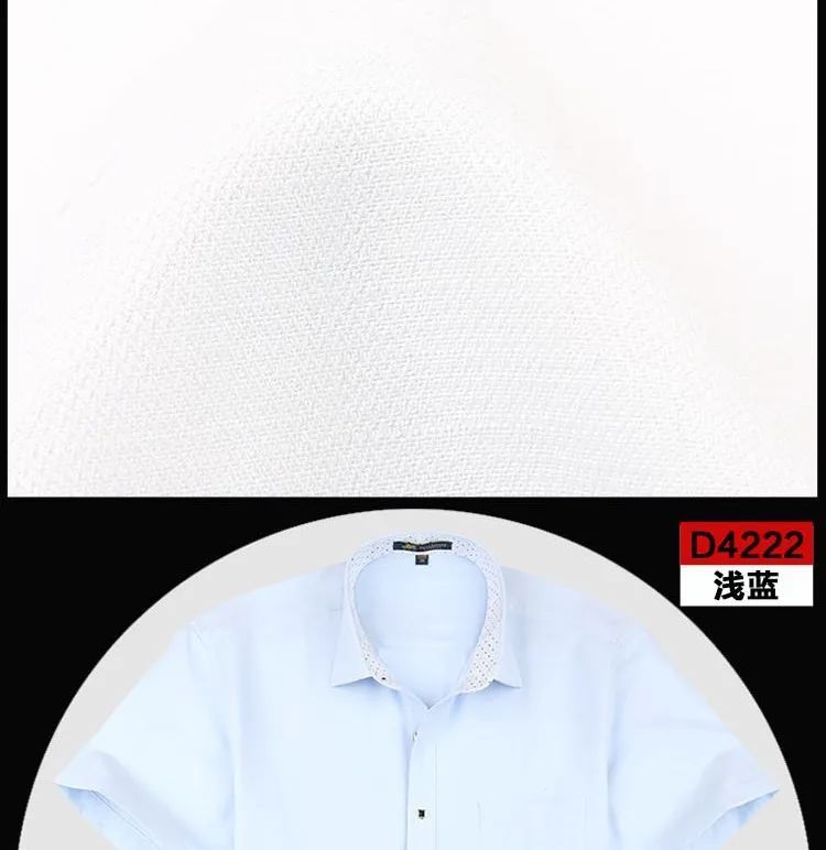 Pauljones d422x Модные Качественные корейские мужские Лен Рубашки для мальчиков с короткими рукавами Повседневное платье в деловом стиле Slim Fit