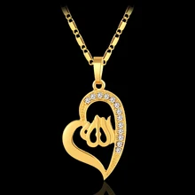 

Fashion Trendy women Religious Muslim Love Heart Pendant Necklace For Islamic allah jewelry Accessories