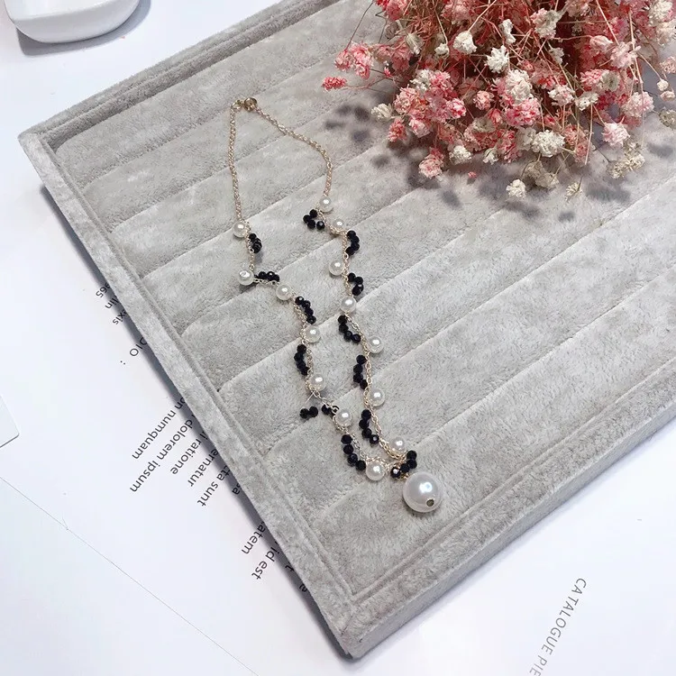 Новые корейские модные ювелирные изделия милое Кристальное ожерелье бусы из искусственного жемчуга ожерелье s& Кулоны женское Чокер-колье