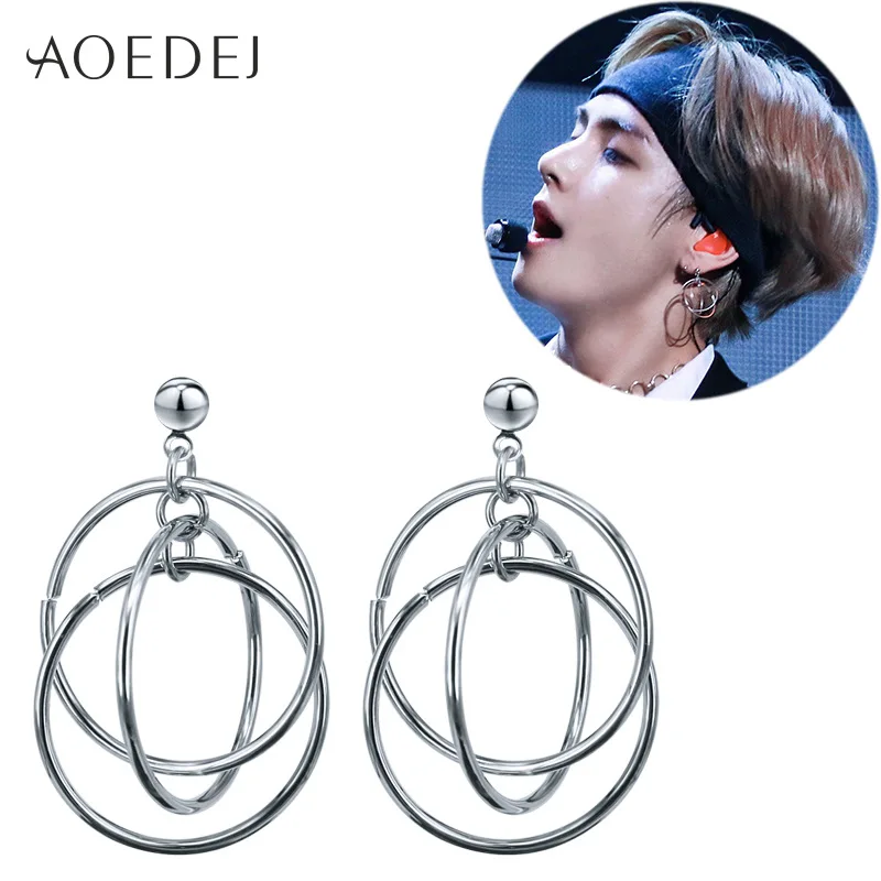 

AOEDEJ Circle BTS V Earrings Studs Kpop BTS Bangtan Boys BTS Accesorios Album Korean Earrings Gifts Jewellery Earrings Women Men