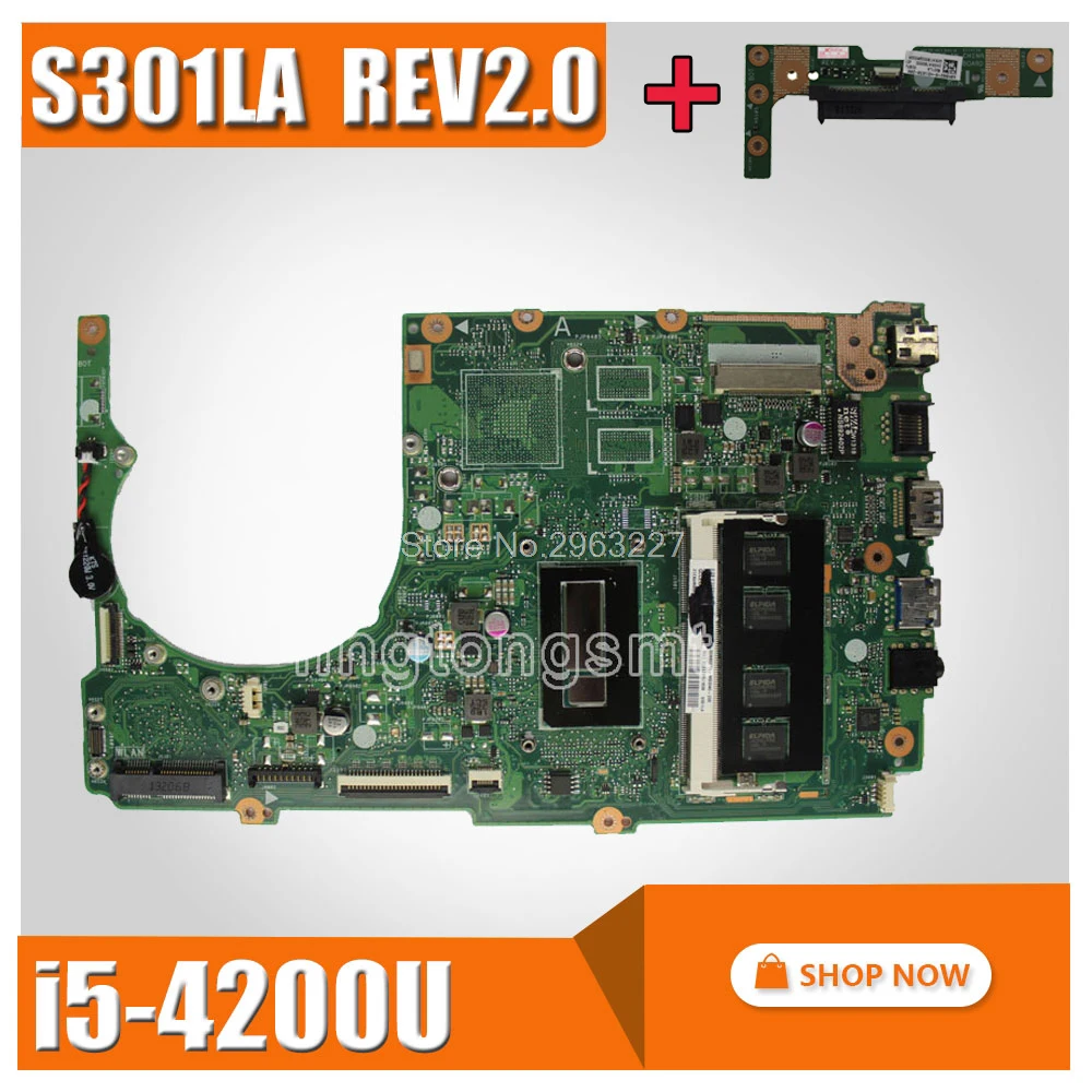 Отправка платы + S301LA материнская плата REV2.0 I5 4200U для For Asus Q301LP Q301L S301L ноутбука