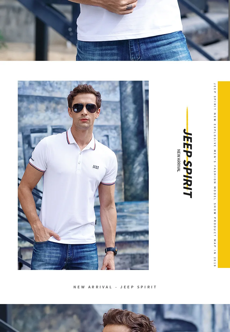 Летняя рубашка поло для мужчин JEEP SPIRIT camisa Polo Повседневная Свободная однотонная дышащая рубашка поло мужские поло para hombre Плюс Размер M-3XL