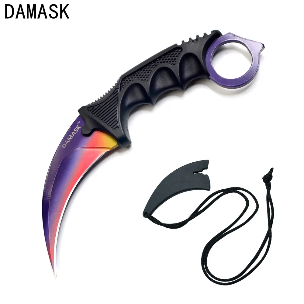 Как выглядит настоящий керамбит High End Damask Brand Counter Strike Karambit CSGO Knife Tactical Outdoor Activi