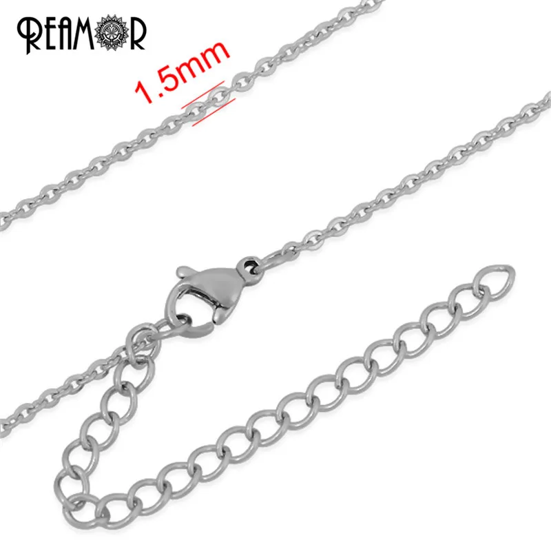 REAMOR Top Quality Link Chains Necklace With Lobster Clasp Extend Chain