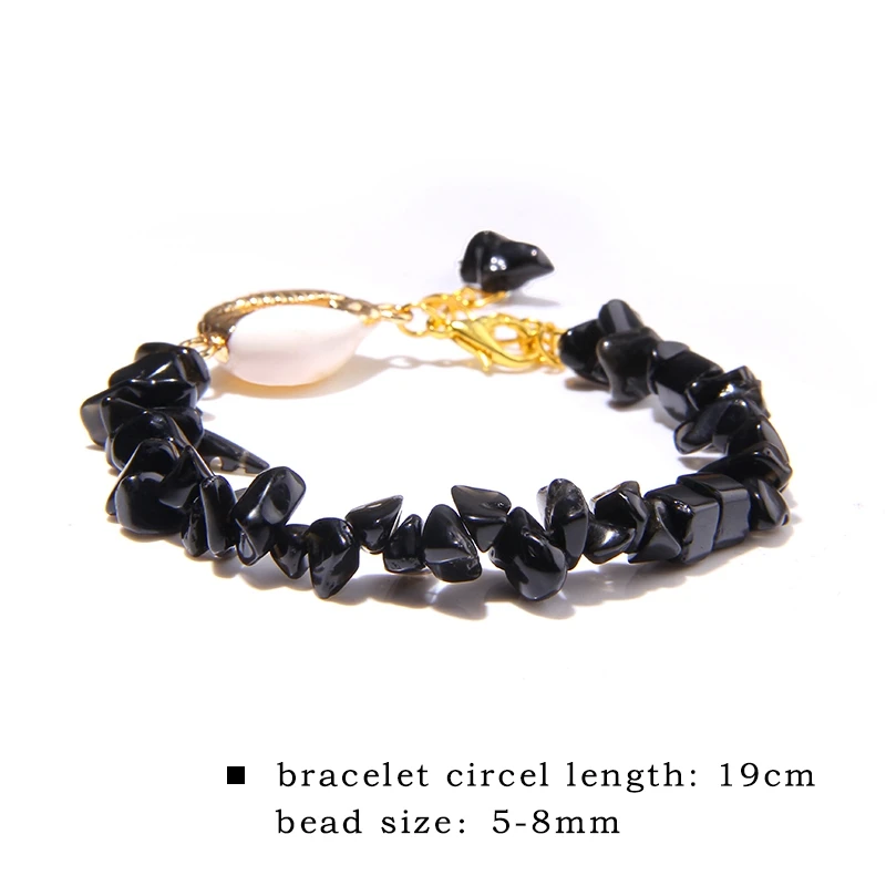 Cowrie Shell Bracelet Natural Stone Chips Crystal Seashell Hand Chain Bracelet for Women Femme Beach Jewelry Bohemian