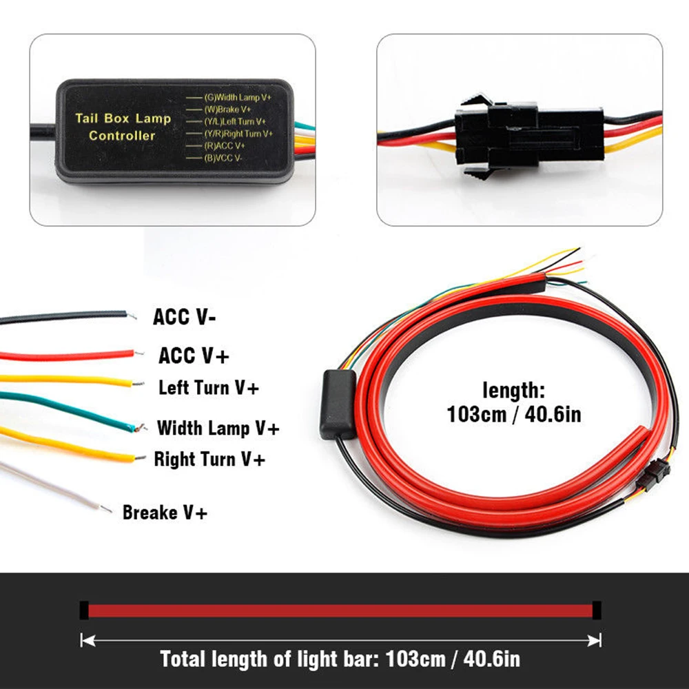 Interiores de Alta Luzes de Freio Luz de Advertência Luz de Travagem Luz de Sinal Auto 103 cm Traseiro da Cauda Acessórios Montagem Novo 12 v Carro Levou Tira 7 Auto 103 cm Traseiro Luz de Advertência