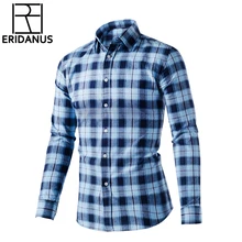 Новинка года, брендовая классическая мужская рубашка в клетку с длинным рукавом, мужские теплые повседневные рубашки, британская хлопковая клетчатая рубашка, приталенный дизайн X435