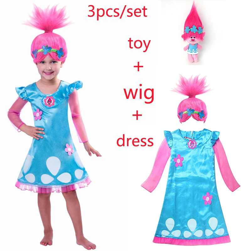 Новинка года; карнавальный костюм платье с троллями; детское кружевное платье с рисунком мака; Одежда для маленьких девочек; Детские вечерние платья Vaiana Vestido