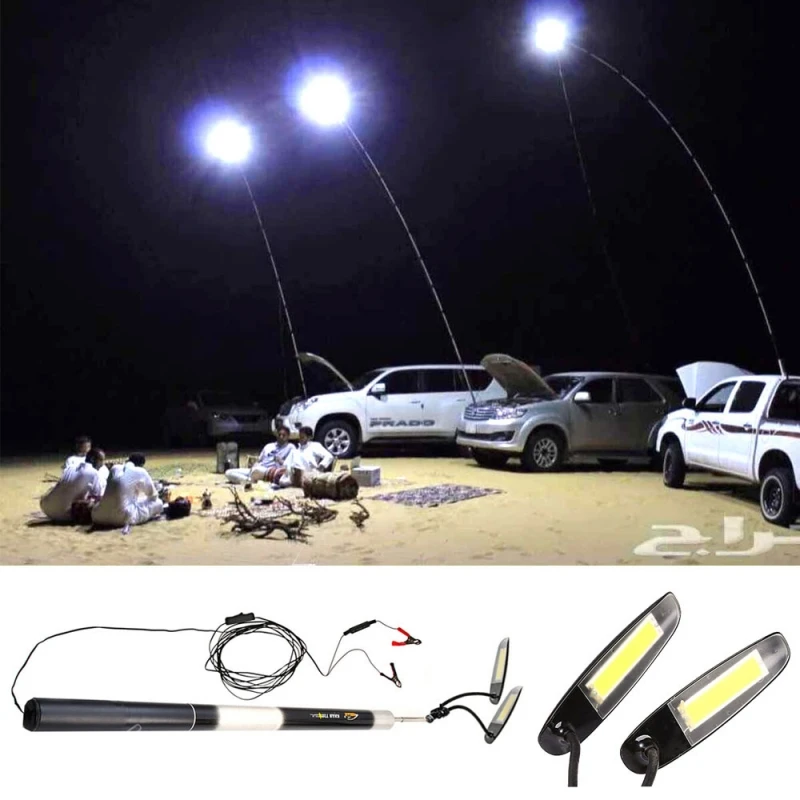 

5.4M 12V 48W 2-LED 6000-6500K White Light Retractable Portable Outdoor Camping Lamp Black & Silver